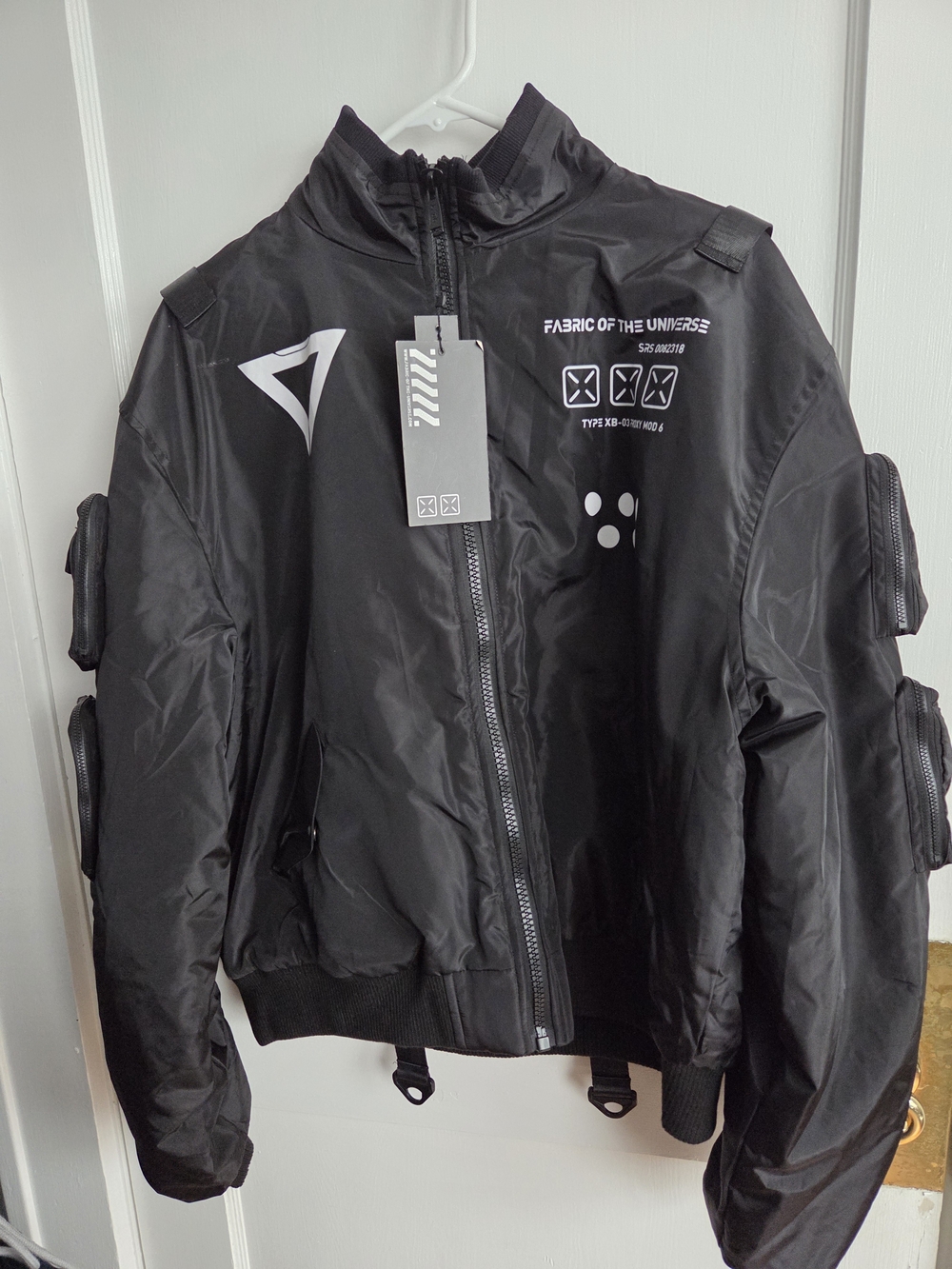 NWT Fabric of the Universe XB-03 Black Short Bomber Jacket